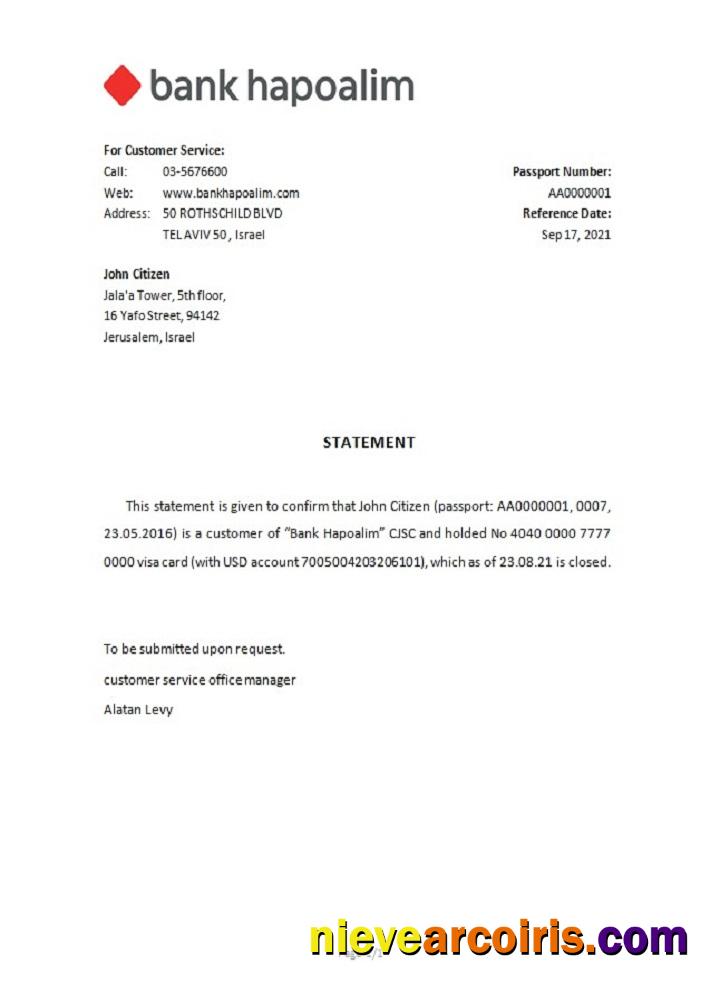 Israel Hapoalim closure reference